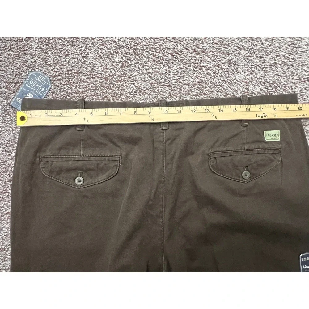IZOD Men's Vintage Chino Pants 40x30 Brown Straight Leg 100% Cotton NWT